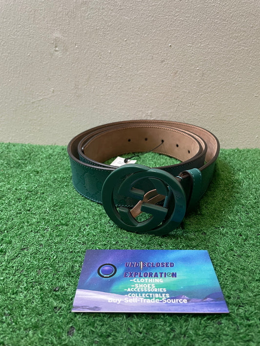 Gucci Imprime Monogram Interlocking G green Belt
