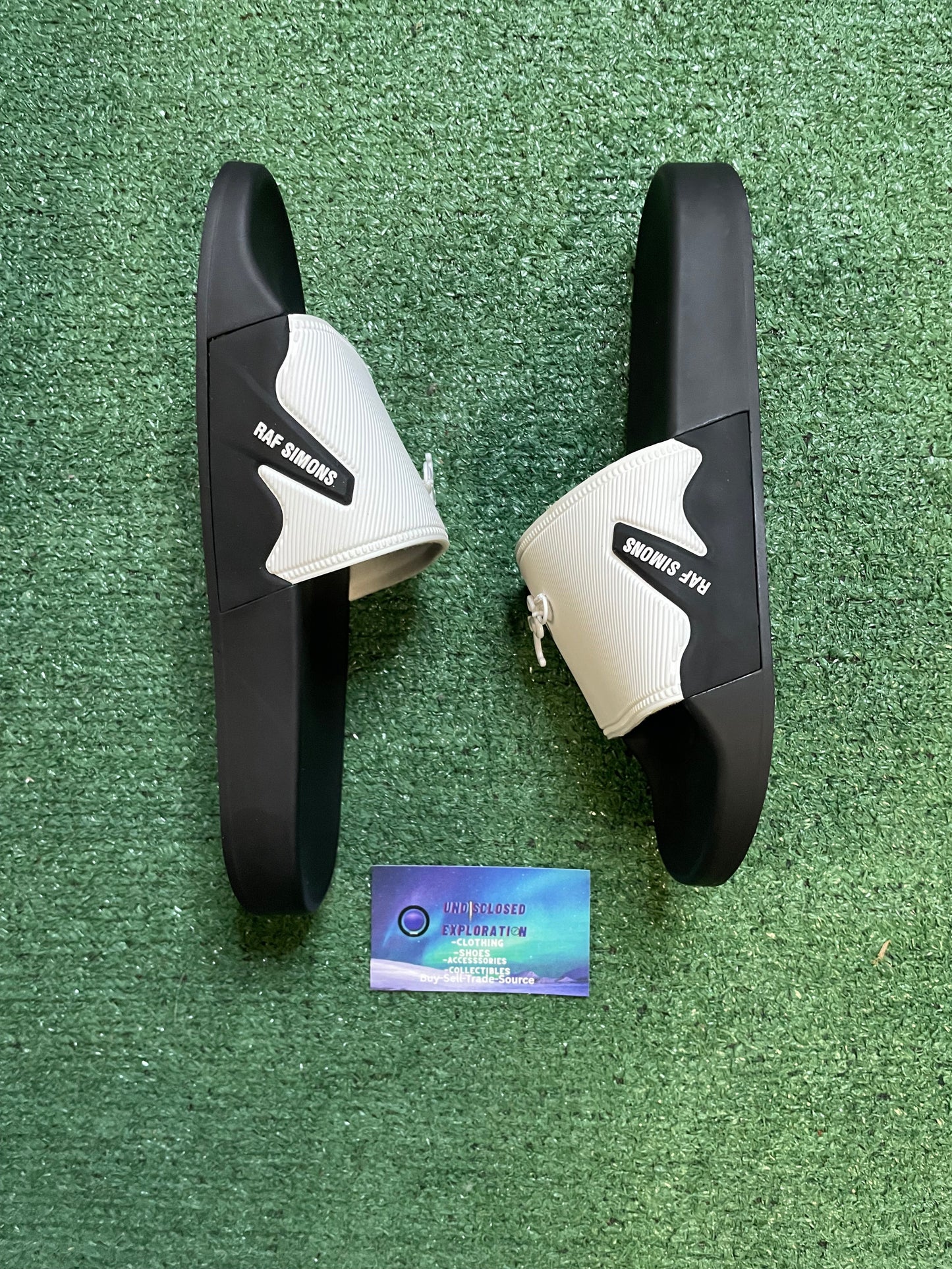 Raf Simons black and white astra slides