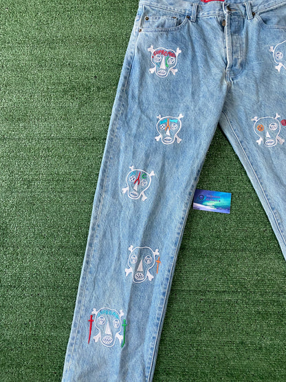 Supreme Clayton Patterson Skulls Embroidered Jean