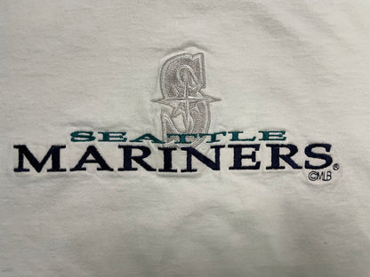 Vintage 1990s Seattle Mariners white embroidered tee