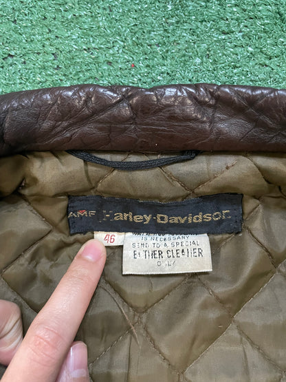 Vintage 1970s Harley Davidson amf leather brown jacket