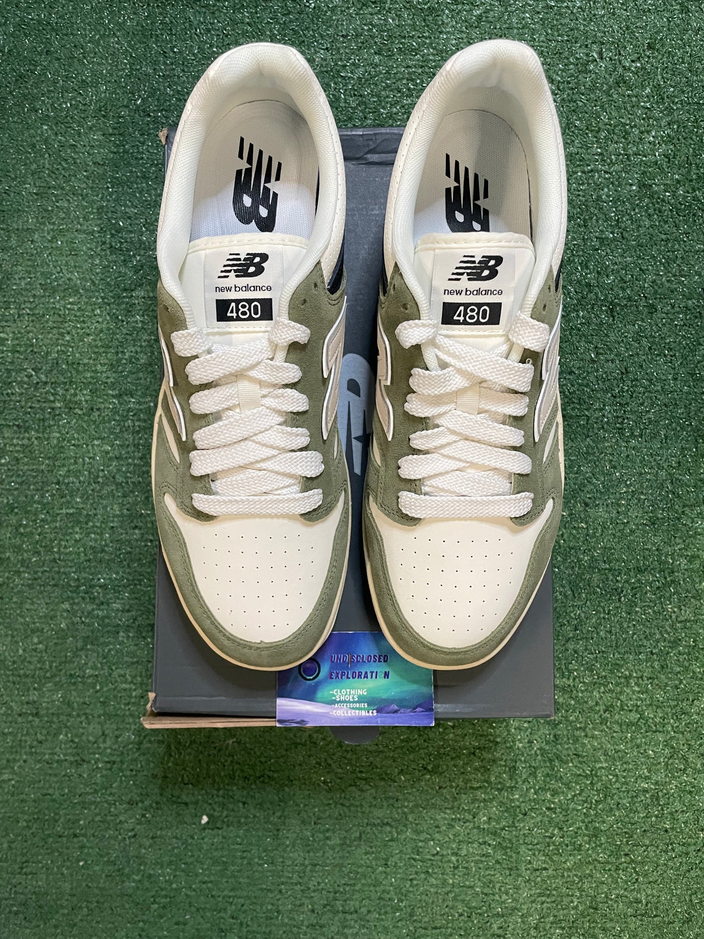 New Balance 480 green and white