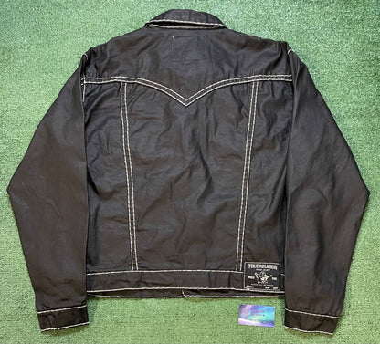 True Religion coated black denim jacket