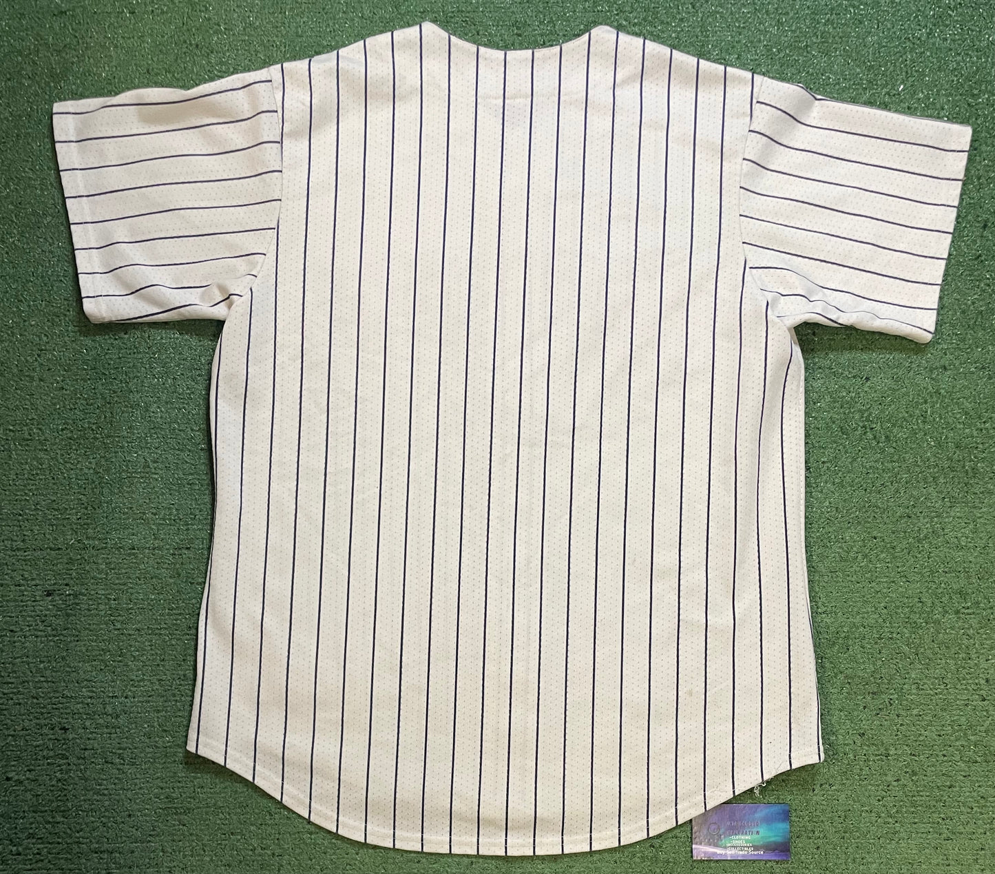 Vintage 1990s Seattle Mariners pinstripe white and teal jersey