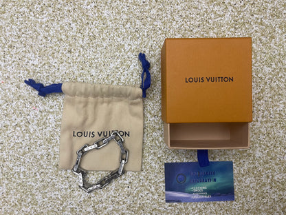 Louis Vuitton Chain Bracelet Engraved Monogram Silver