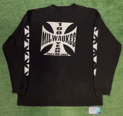 Vintage 2000s Harley Davidson 100 year anniversary Milwaukee Iron cross longsleeve