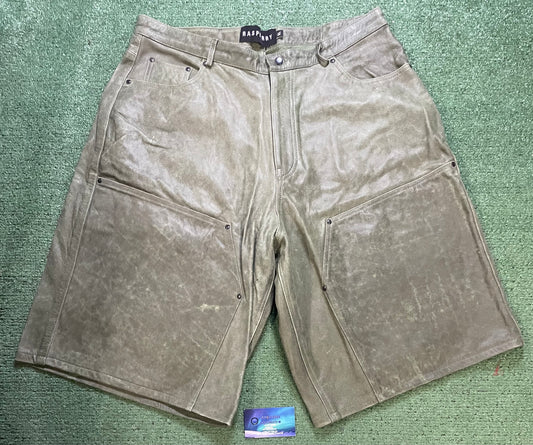 Gv Gallery raspberry hills green leather shorts