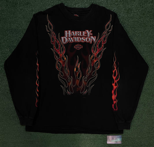 Vintage 1990s Harley Davidson V flames longsleeve