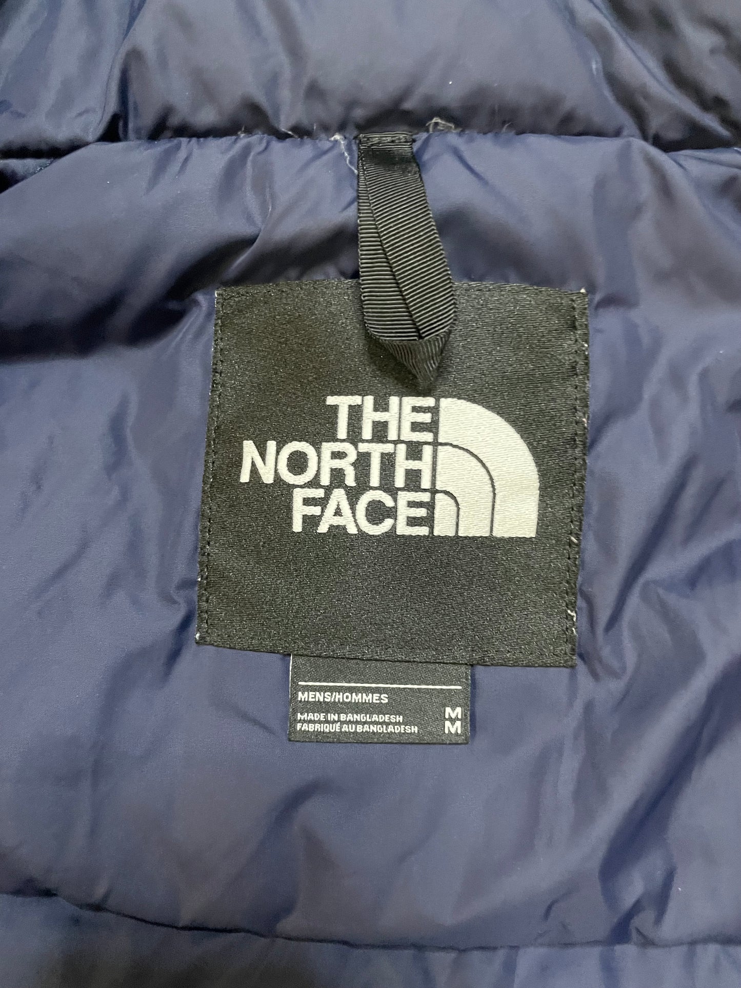 The North Face Nuptse 700 blue IC geo print jacket