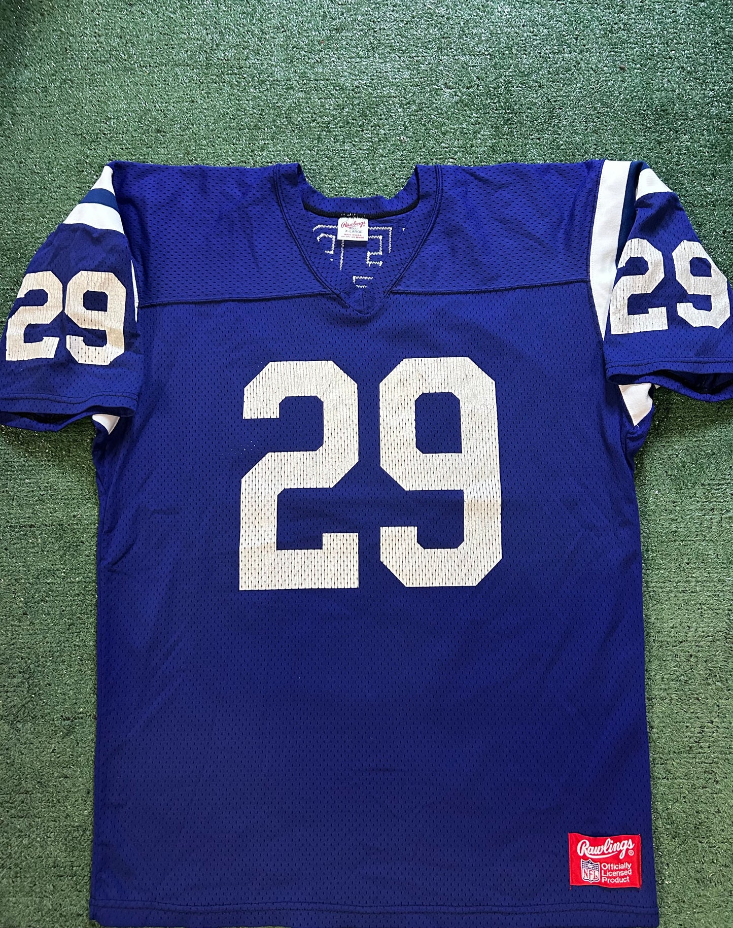 Vintage 1980s Rawlings blue and white football jersey