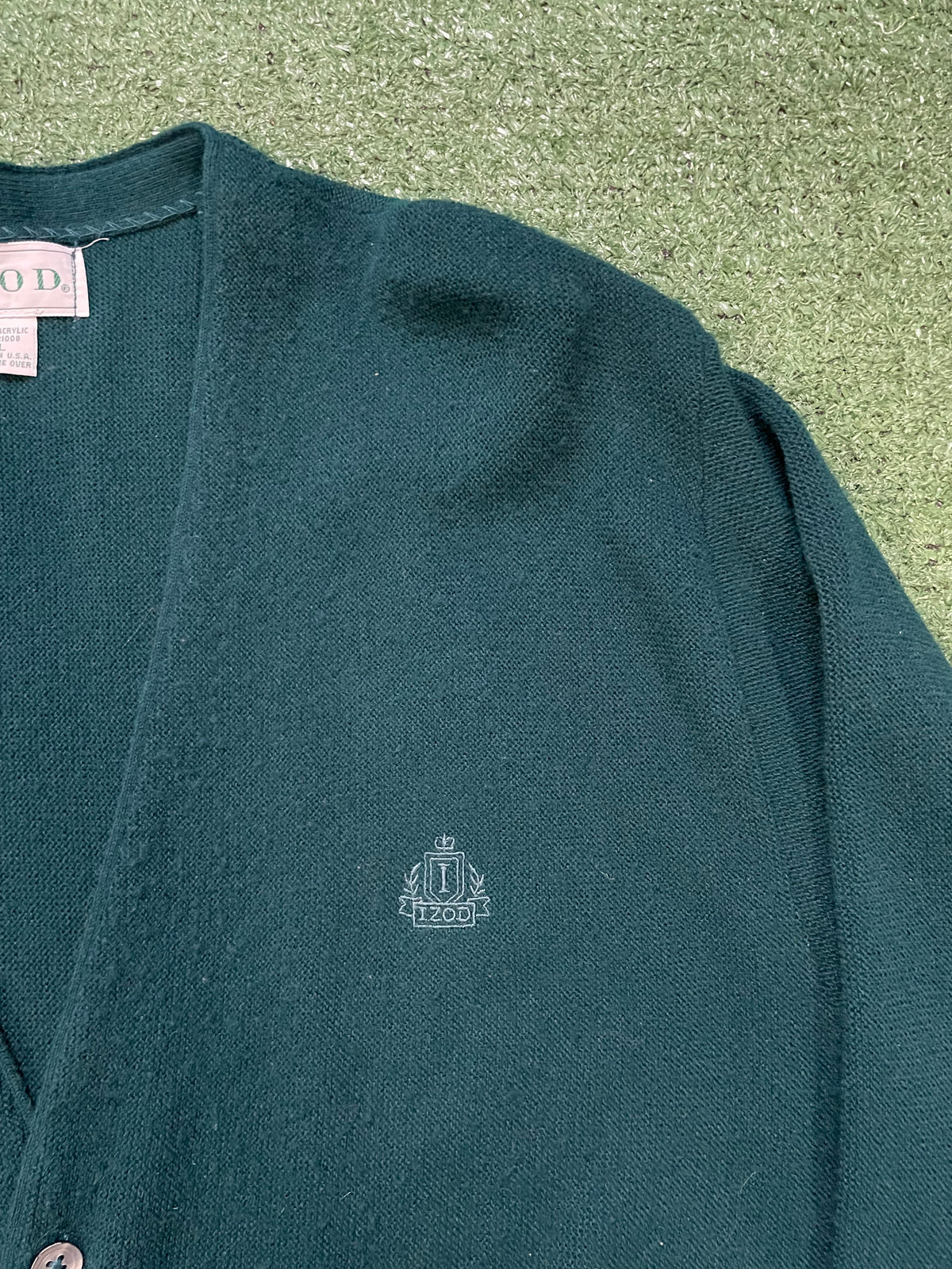 vintage dark teal IZOD V-neck cardigan