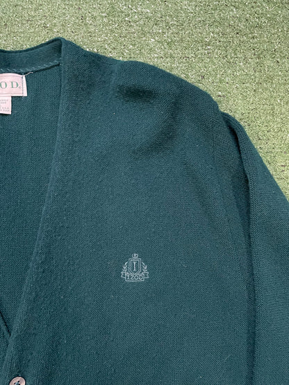 vintage dark teal IZOD V-neck cardigan