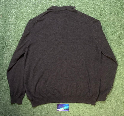 Alfani grey charcoal wool longsleeve polo
