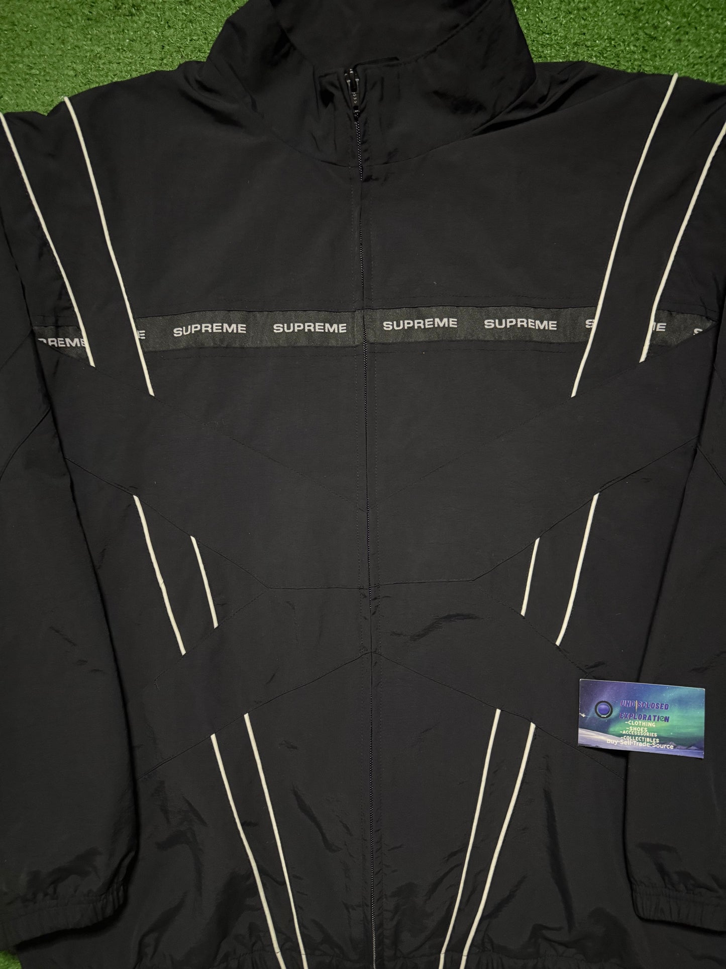 Supreme Cross Paneled Track Jacket Black