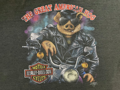 Vintage 1990s 3D Emblem The Great American Hog Harley Davidson tee