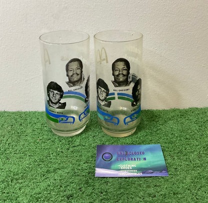 Vintage Seattle Seahawks 1970s Bill Gregory Denis Boyd Manu Tuiasosopo Glass Cup Set