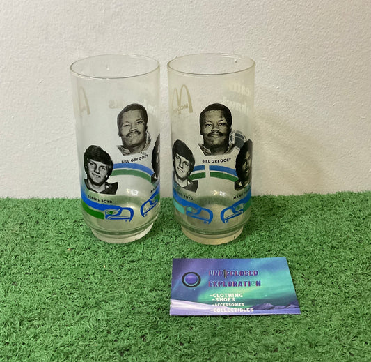 Vintage Seattle Seahawks 1970s Bill Gregory Denis Boyd Manu Tuiasosopo Glass Cup Set