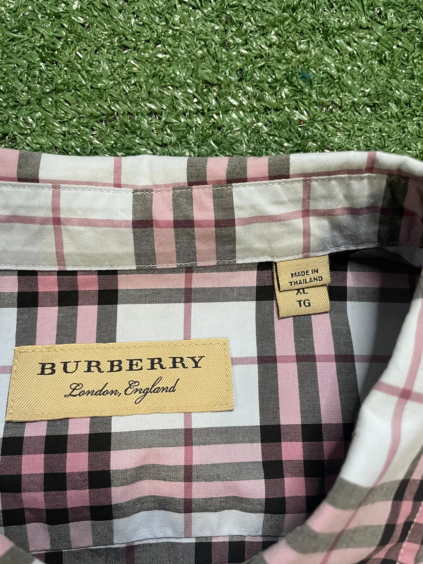 Burberry check pattern plaid blue pink black shirt