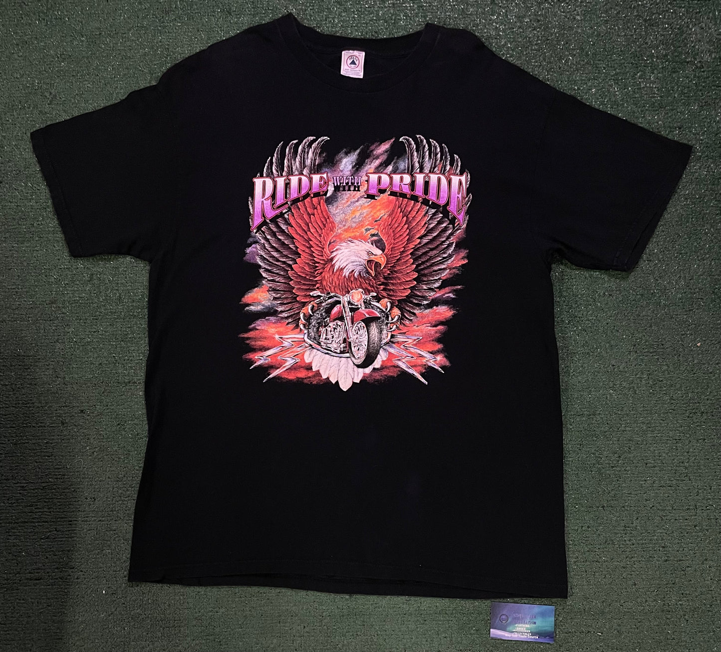 Vintage 1990s Ride with Pride eagle cowhide and chrome tee