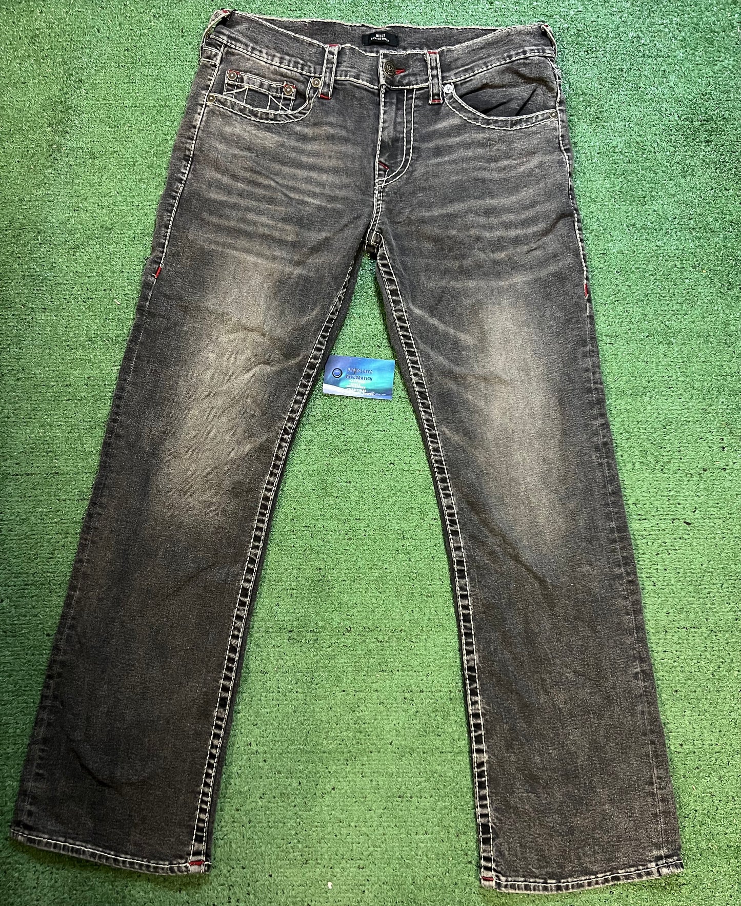 True religion grey embroidered pocket jeans