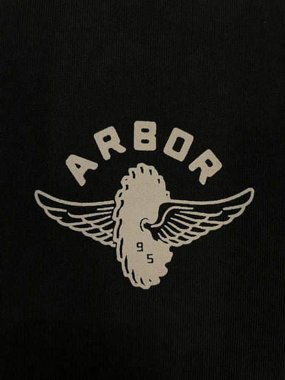 Arbor snowboards black and white tee