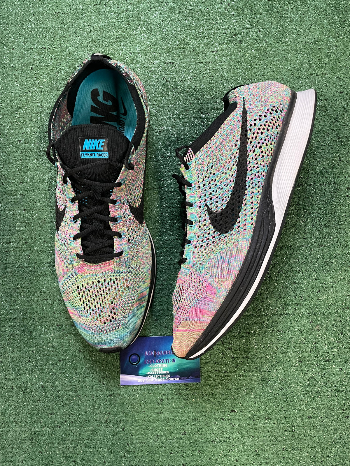 Nike Flyknit Racer multicolor black size 13men/14.5women