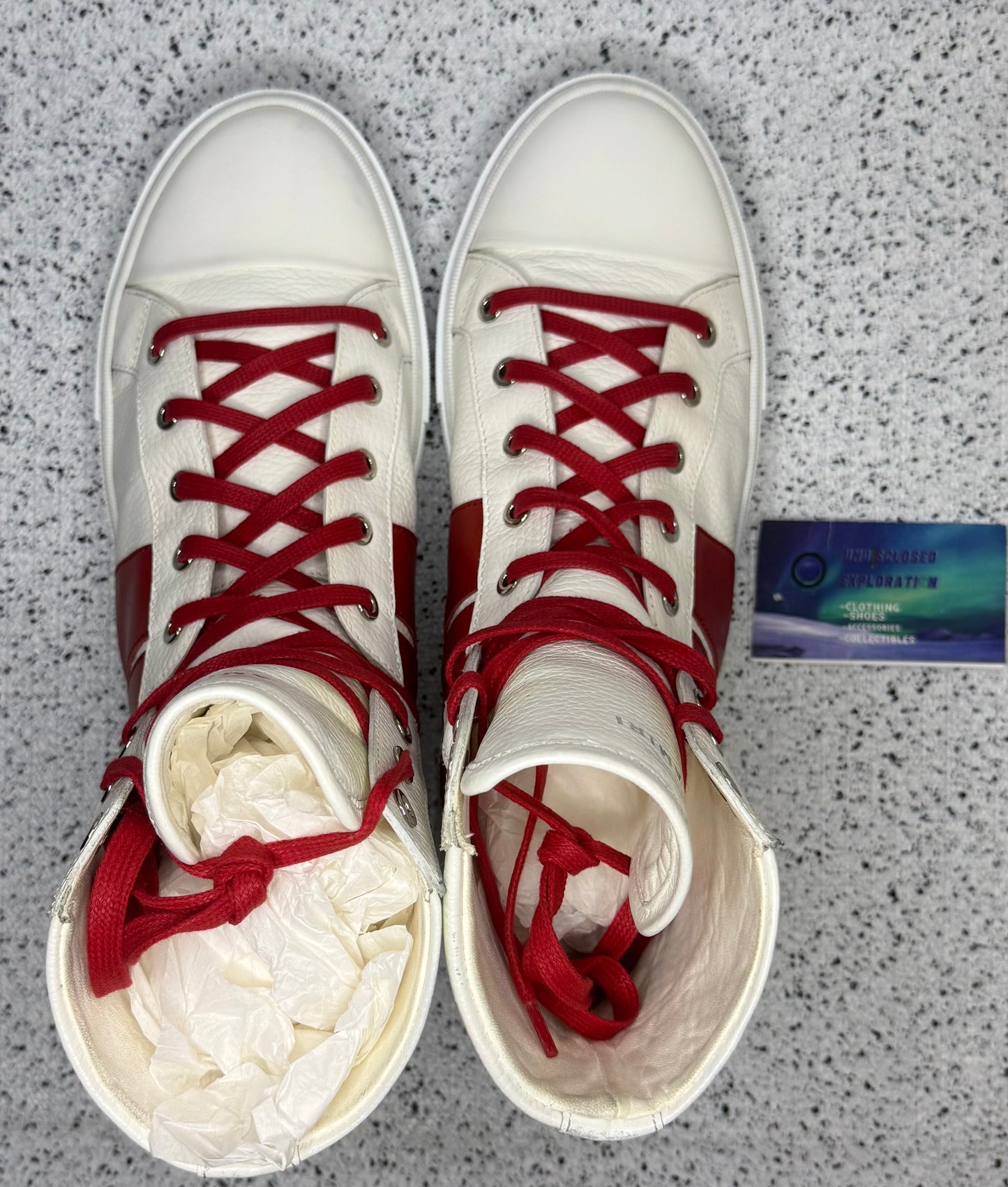 Amiri Sunset Leather Sneaker White Red 12 Men/45 EU “Preowned”