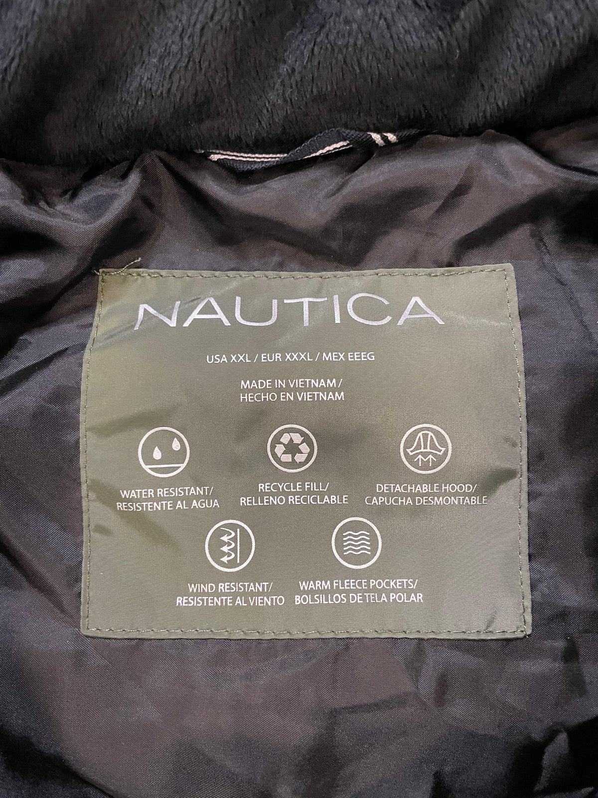 Nautica olive green faux fur jacket