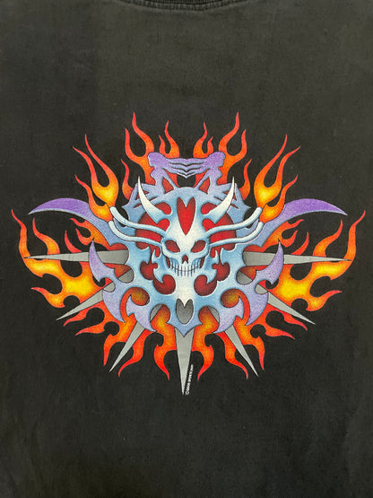 Vintage 2000s Flamming skull Daytona Beach Florida bike week longsleeve