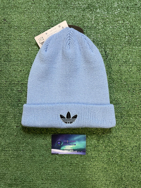Adidas ash blue trefoil beanie