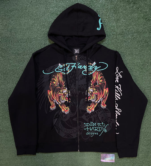 Ed Hardy all over print tiger hoodie