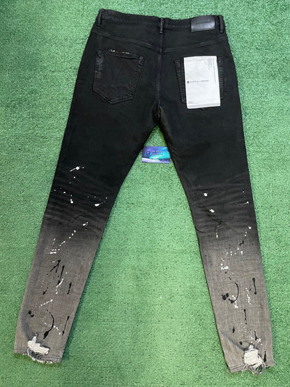 Purple Brand Bleached black raw jeans