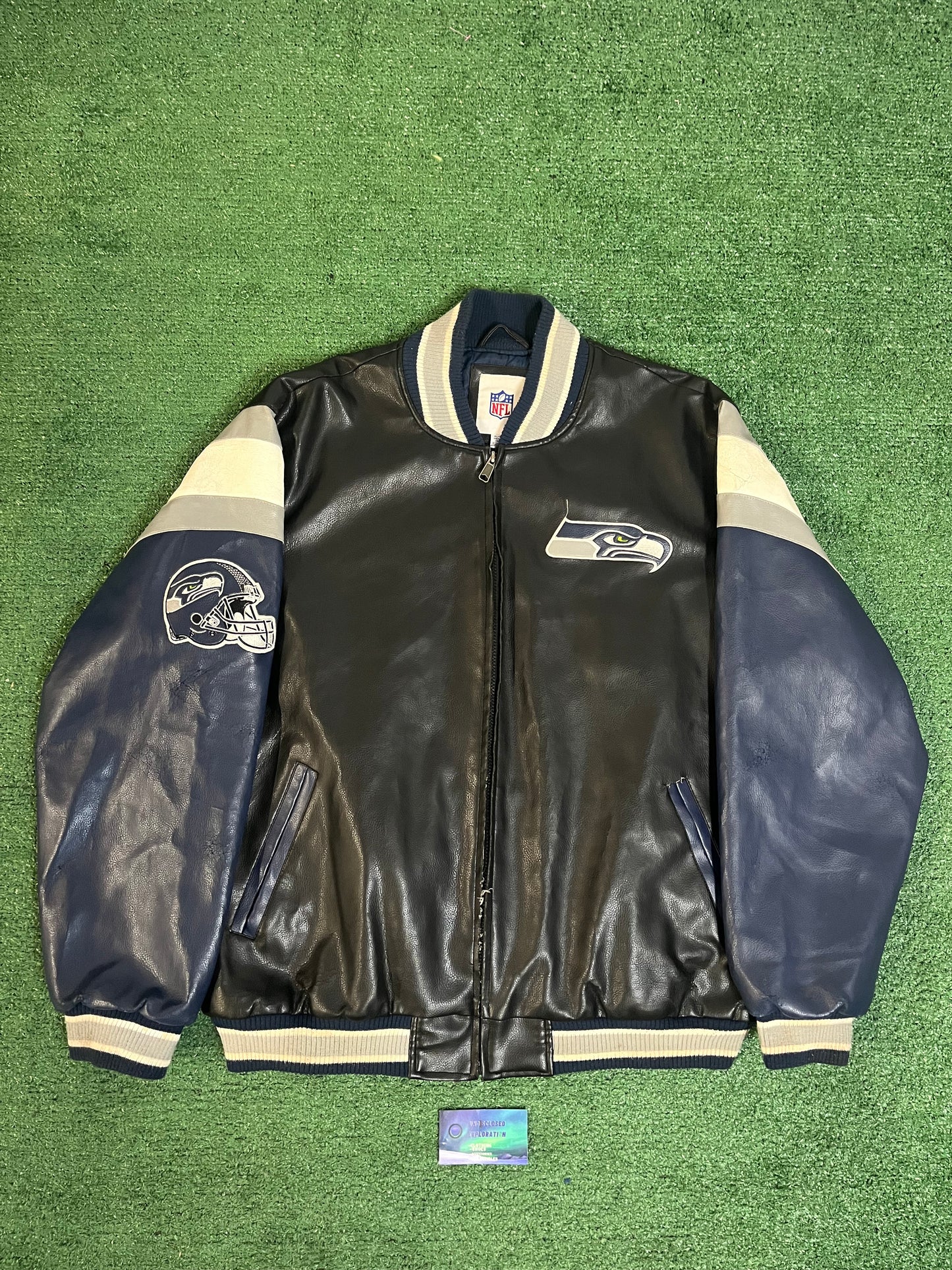 Vintage 2000s Seattle Seahawks leather varsity jacket