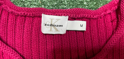 Calvin Klein jeans magenta ribbed crewneck