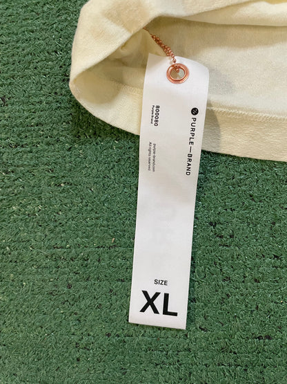 Purple brand embroidered logo cream tee