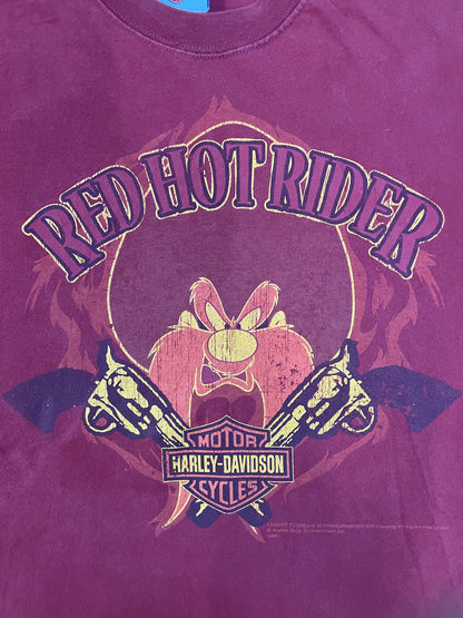 Vintage 1990s Harley Davidson Red Hot Rider looney tunes tee