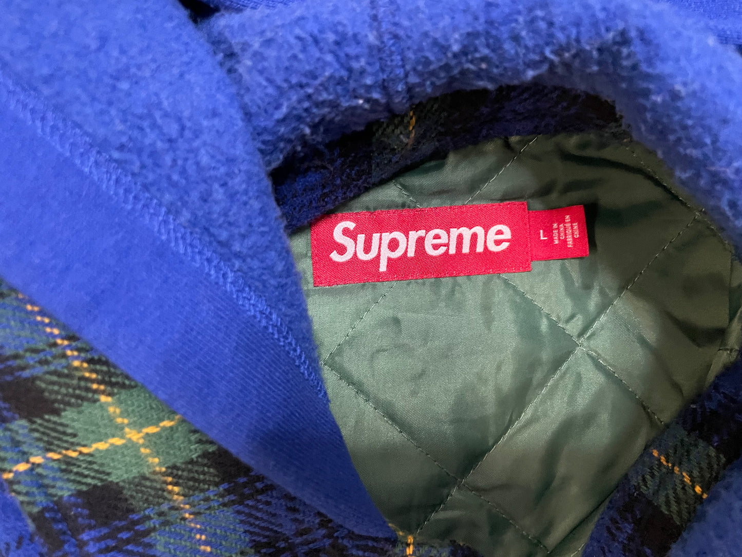 Supreme blue tartan  hooded flannel