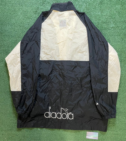 Vintage 1990s Diadora black and white windbreaker jacket