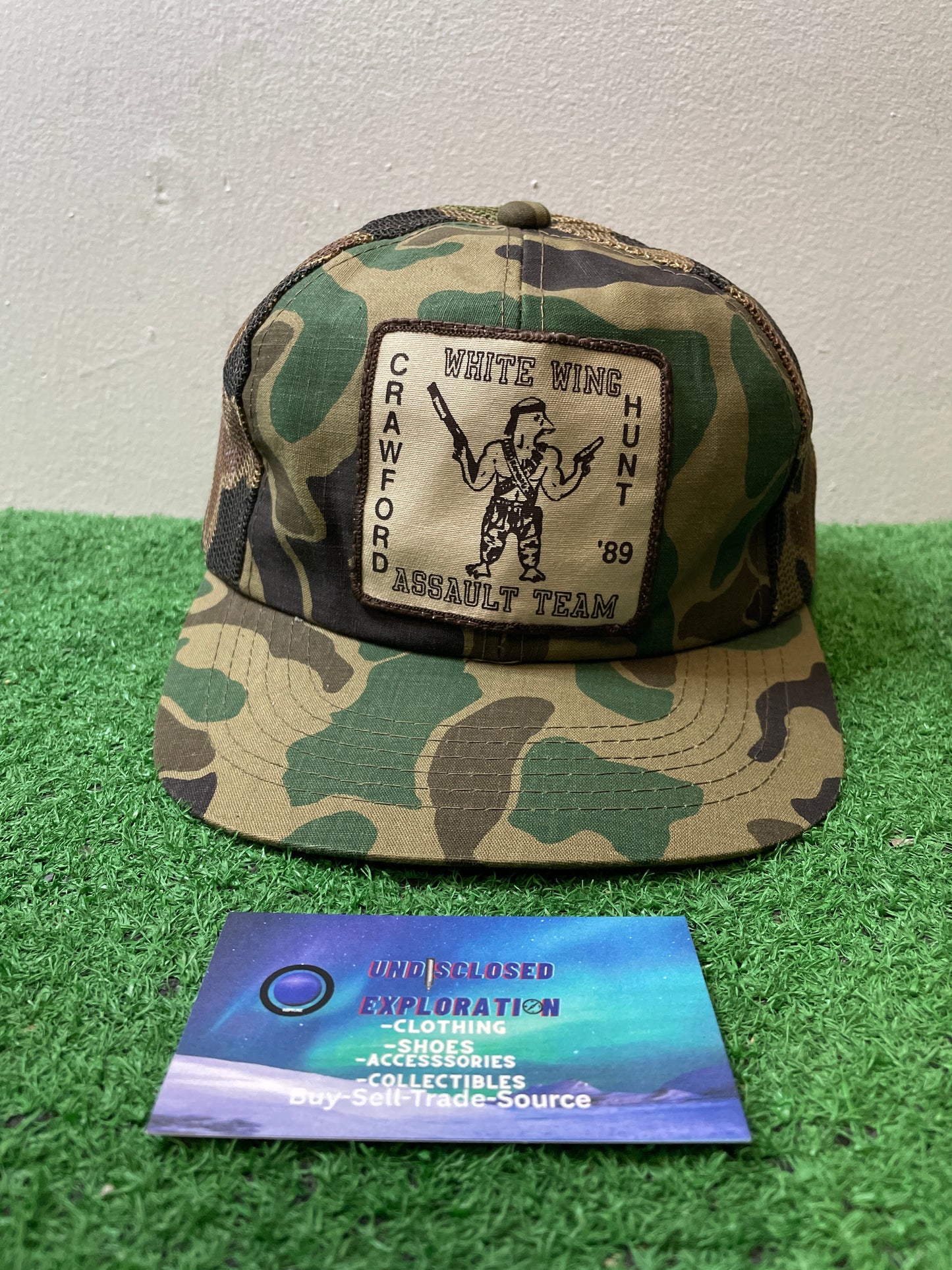 Vintage 1980s camo white wing assault camo patch hat