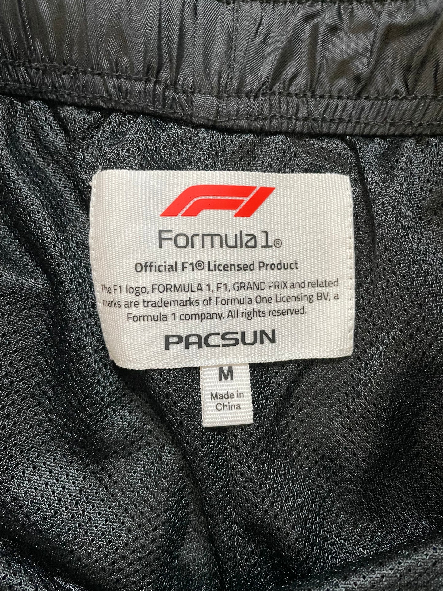 F1 Formula 1 racing black shorts