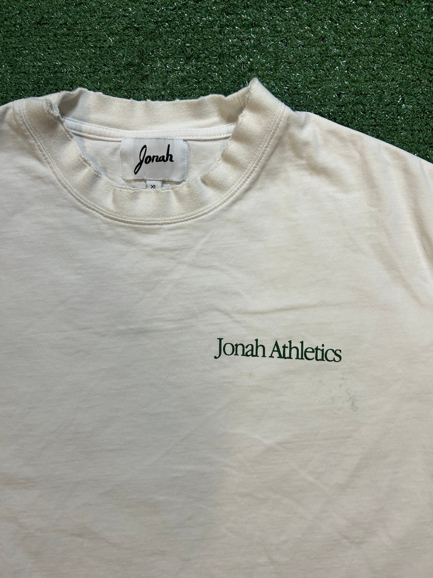 Jonah athletics stay the course white and green tee