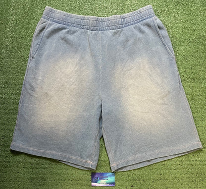 Blue stone wash sweat shorts