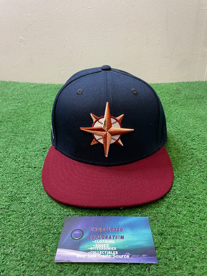 Seattle Mariners kingdome navy and red new era fitted hat