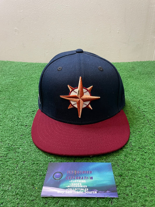 Seattle Mariners kingdome navy and red new era fitted hat