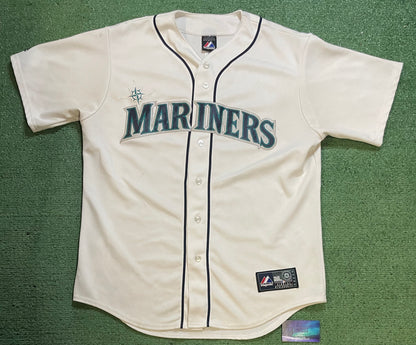 Seattle Mariners embroidered stitched white & blue jersey