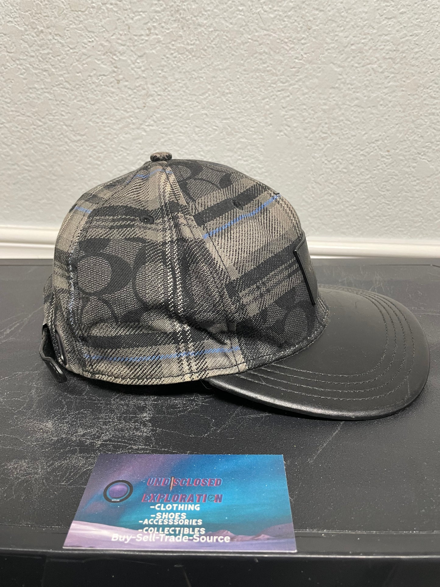 Coach charcoal plaid signature hat