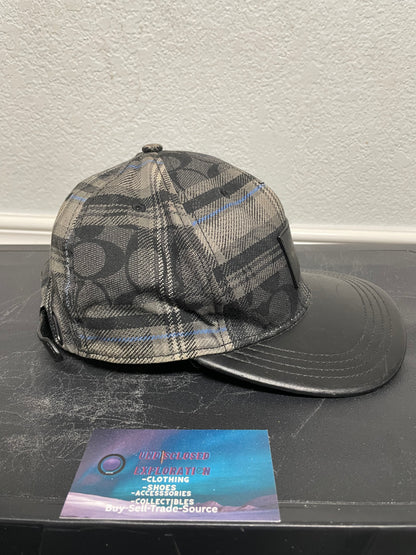 Coach charcoal plaid signature hat