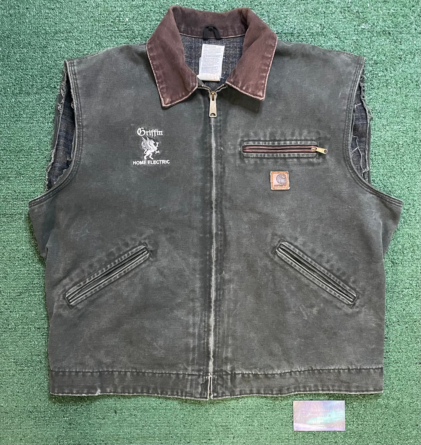 Vintage Carhartt moss green Detroit jacket vest