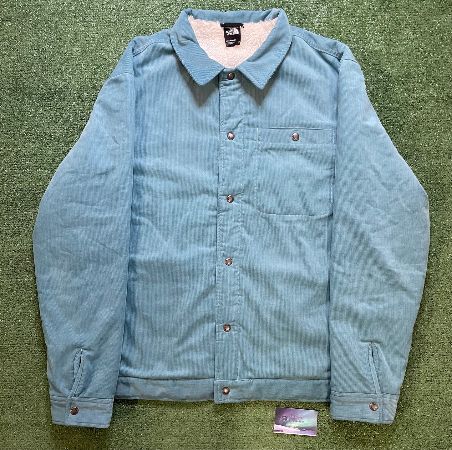 The North Face algae blue Sherpa   Button up jacket