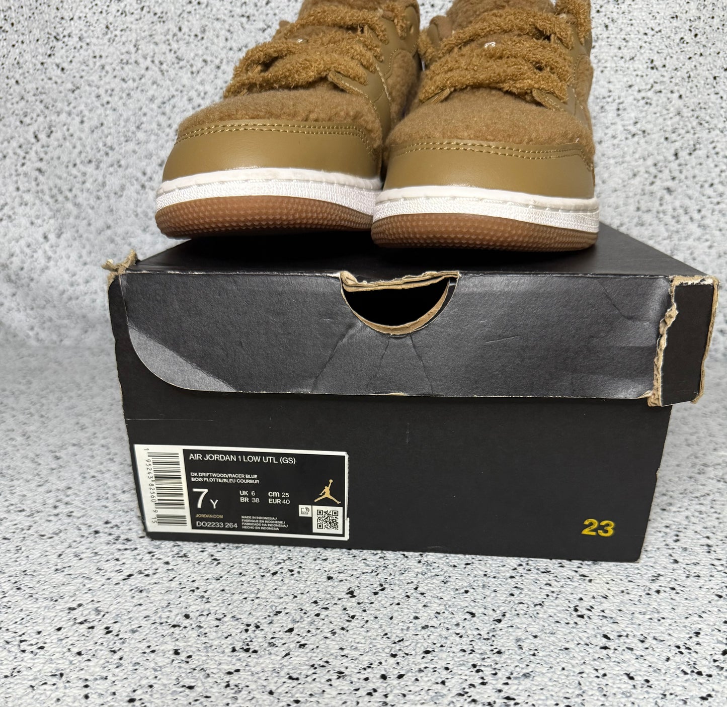 Jordan 1 Low Teddy Bear 7 Youth/8.5 Women “Preowned”